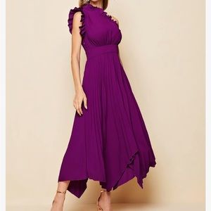 Beautiful fuscia colored one shoulder dress